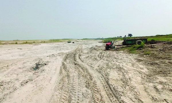 চরভদ্রাসনে অবাধে পদ্মার চরের মাটি ও বালু লুট