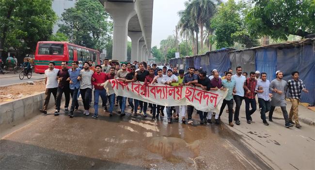 ছাত্রলীগের অপকর্মের প্রতিবাদে ঢাবি ছাত্রদলের বিক্ষোভ