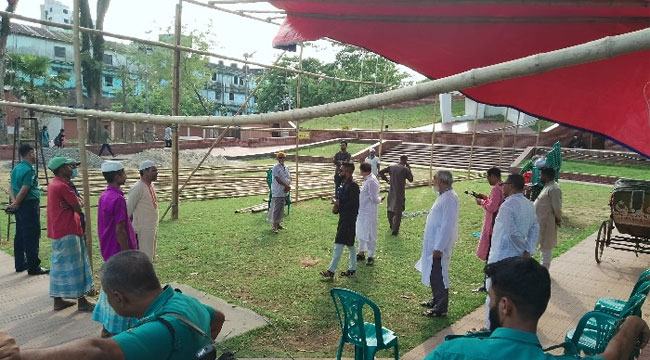 সিলেটে বিএনপির কর্মসূচিতে পুলিশের আপত্তি, প্যান্ডেল তৈরিতে বাধা