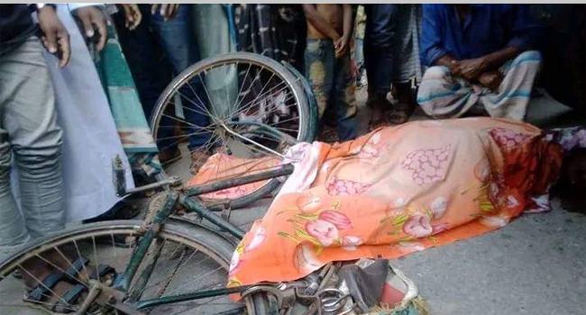 ট্রাকের চাকায় পিষ্ট হয়ে বাইসাইকেলচালক নিহত