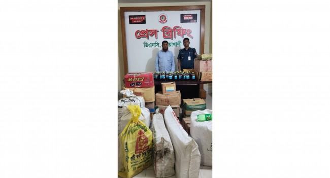 নোয়াখালীতে ৩১৫৪ বোতল রেক্টিফাইড স্পিরিটসহ আটক ১