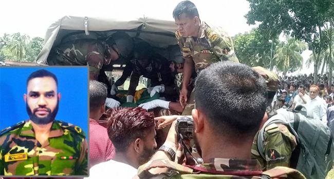 বান্দরবানে মাইন বিস্ফোরণে নিহত সেনা সদস্য পাংশায় দাফন