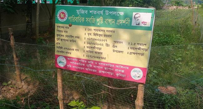ব্রাহ্মণপাড়ায় সাইনবোর্ড থাকলেও নেই কোনো পারিবারিক পুষ্টি বাগান