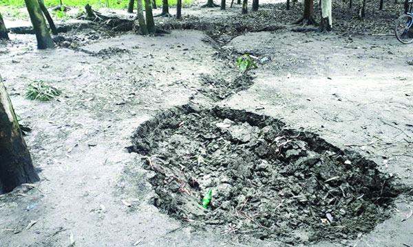 দিনাজপুরে রহস্যজনক গর্ত আতঙ্কে এলাকাবাসী
