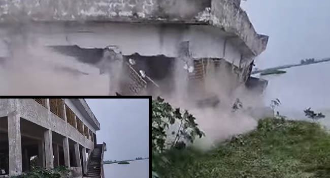 জামালপুরে যমুনায় বিলীন সরকারি প্রাথমিক বিদ্যালয়