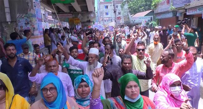 পুলিশী উপেক্ষা করে ব্রাহ্মণবাড়িয়ায় বিএনপির পদযাত্রা, বাঁধভাঙ্গা ঢল