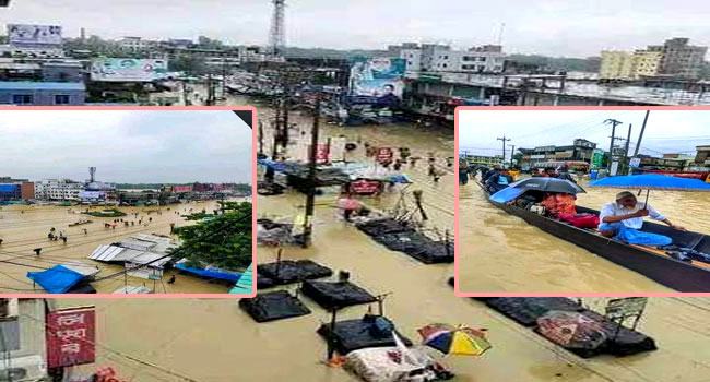পাহাড়ি ঢলে প্লাবিত গ্রামের পর গ্রাম, পানিবন্দি লাখো মানুষ