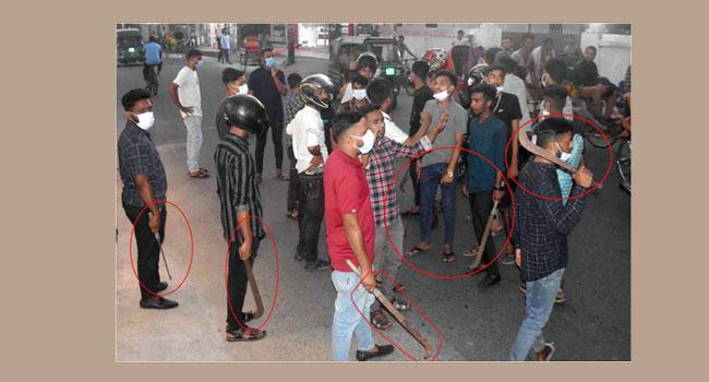 সিলেটে অবরোধে ছাত্রলীগের সশস্ত্র মহড়া