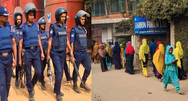 আশুলিয়ায় কাজে ফিরেছে শ্রমিকরা, কঠোর অবস্থানে পুলিশ