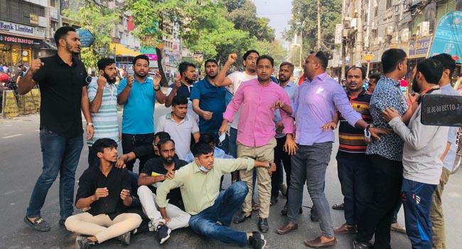 অবরোধের সমর্থনে বিজয়নগরে ছাত্রদলের মিছিল