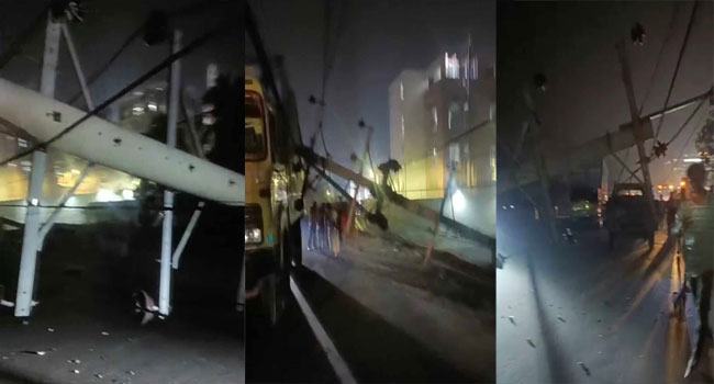 নারায়নগঞ্জে হঠাৎ করে একসাথে ধসে পড়েছে ১০টি বৈদ্যুতিক পিলার