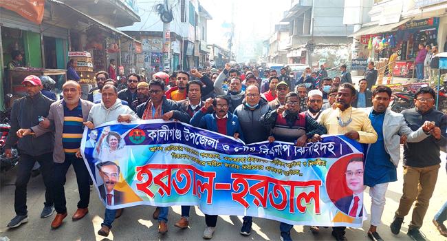 কালীগঞ্জে হরতালের সমর্থনে বিএনপির বিক্ষোভ মিছিল, গ্রেফতার ২