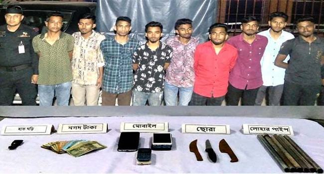 নারায়ণগঞ্জে কিশোর গ্যাংয়ের ৯ সদস্য অস্ত্রসহ গ্রেফতার