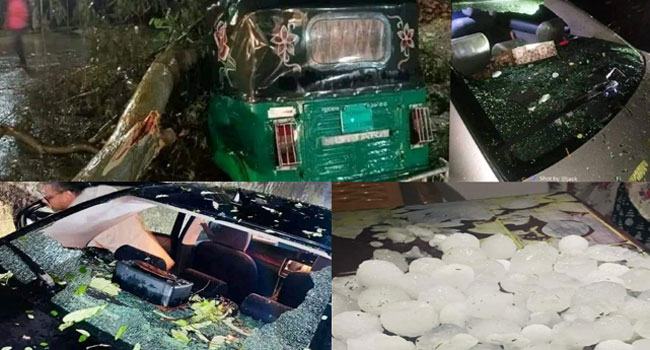 কালবৈশাখী ঝড় ও শিলাবৃষ্টিতে বিপর্যস্ত সিলেট