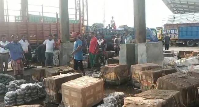 বেনাপোলে সামুদ্রিক মাছের ট্রাকে ৪৭০ কেজি চিংড়ি আটক