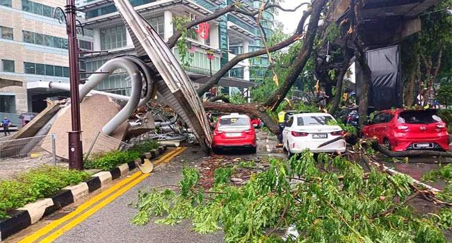 মালয়েশিয়ায় ঝড়ে গাছ পড়ে নিহত ১, ক্ষতিগ্রস্থ ১৭ গাড়ি