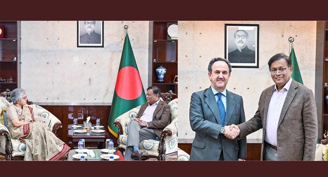 পররাষ্ট্রমন্ত্রীর সাথে স্পেনের রাষ্ট্রদূত ও ইউএনএইচসিআর প্রতিনিধির সাক্ষাৎ