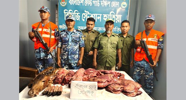 হাতিয়ায় হরিণের গোশত জব্দ করেছে কোস্ট গার্ড