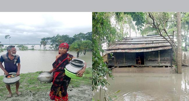 পিরোজপুরে ঘূর্ণিঝড় রেমালের প্রভাবে নিম্নাঞ্চল প্লাবিত