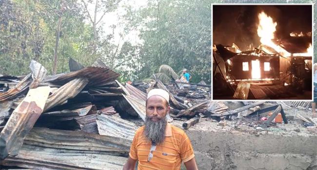 মির্জাগঞ্জে আগুনে পুড়ে ছাই ২টি বসতঘর