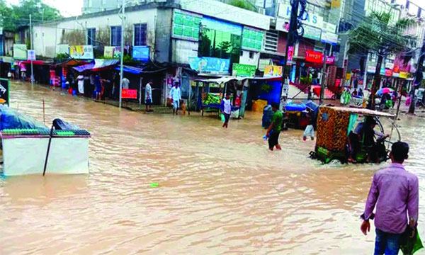 বৃষ্টিতে ফের জলমগ্ন সিলেট
