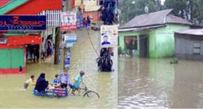 সুনামগঞ্জে বন্যা : একদিকে পানি কমছে তো অন্যদিকে বাড়ছে
