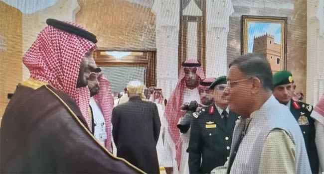 হাছান মাহমুদের সাথে সৌদি যুবরাজের শুভেচ্ছা বিনিময়