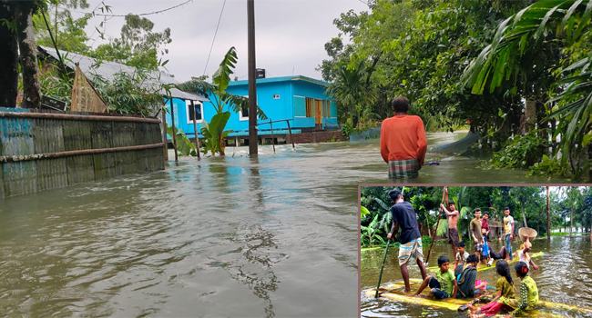 ভারী বৃষ্টি ও পাহাড়ি ঢলে সিলেটে আবারো বন্যা