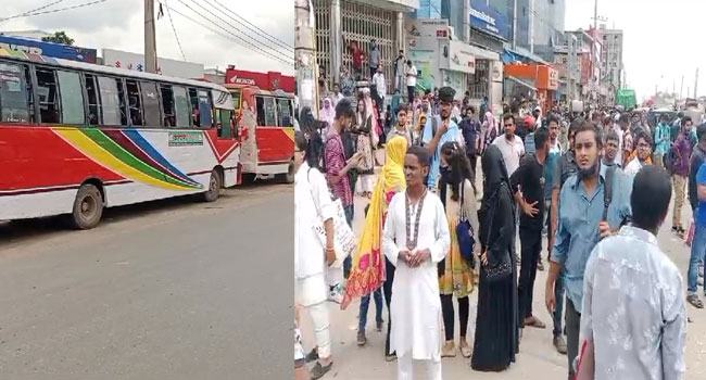 ৭ ঘণ্টা বন্ধ থাকার পর ডেমরা থেকে রামপুরা ও যাত্রাবাড়ী রুটে বাস চলাচল স্বাভাবিক