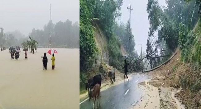 বান্দরবানের প্রবল বর্ষণে তলিয়ে গেছে নিম্নাঞ্চল