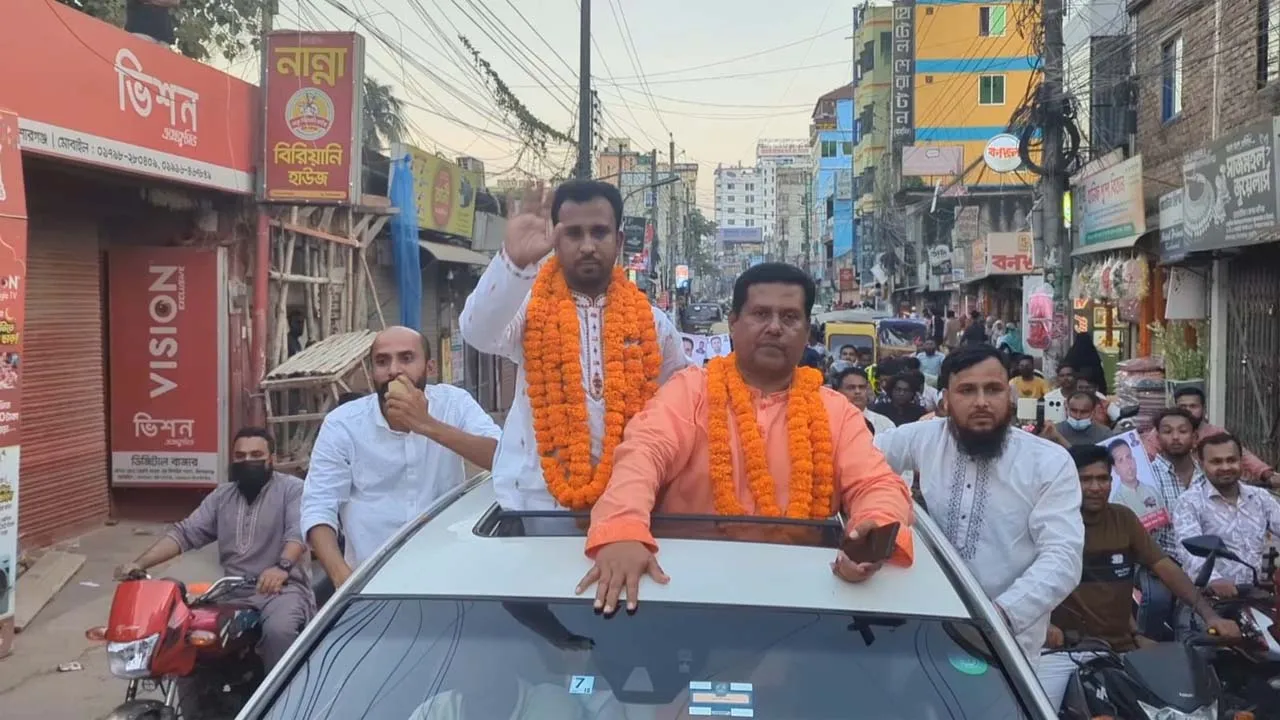 কিশোরগঞ্জ-১ আসনে গণঅধিকার পরিষদের হানিফের মোটরসাইকেল শোভাযাত্রা