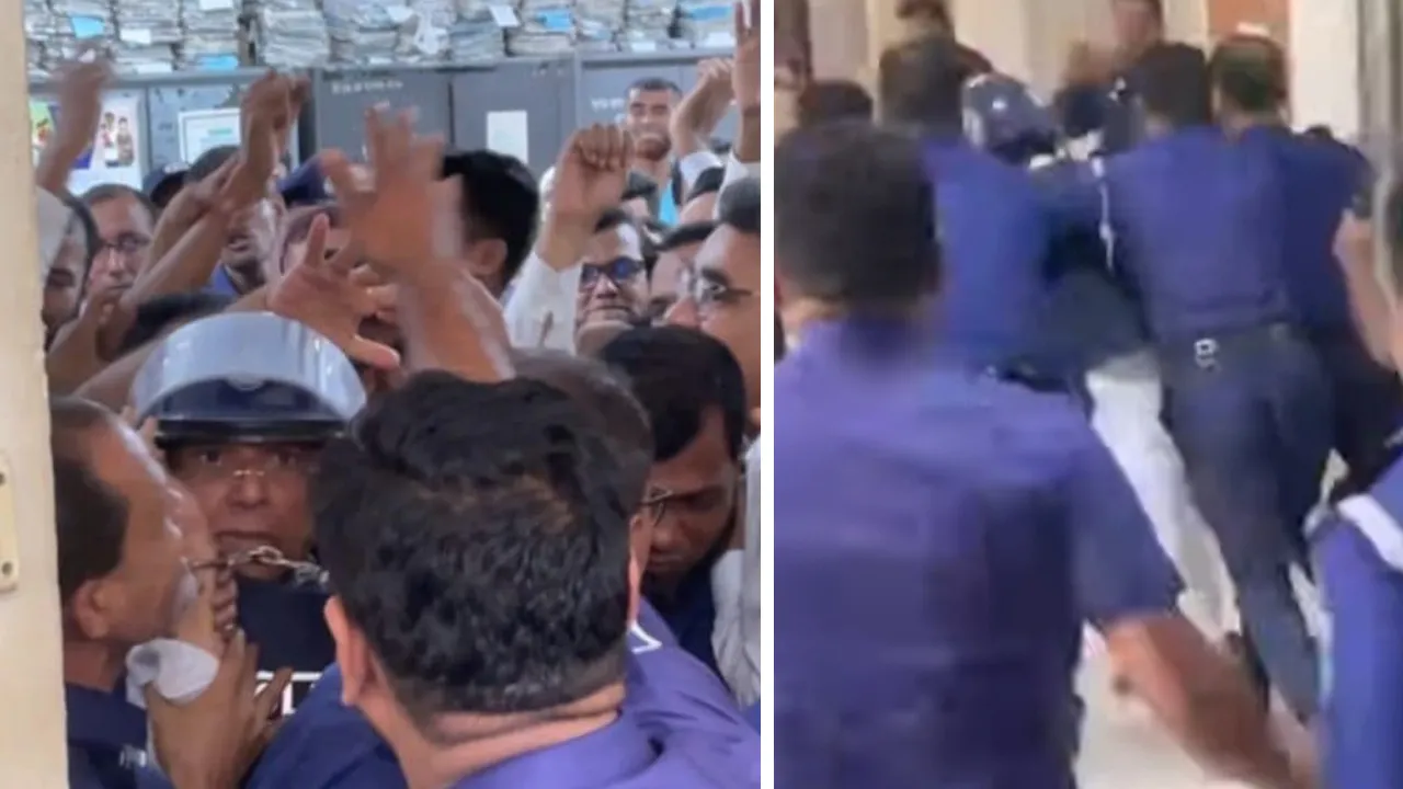 আদালত এলাকায় সাবেক আইনমন্ত্রী আনিসুল হককে চড়-থাপ্পড়, ধাওয়া