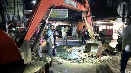 ব্রাহ্মণবাড়িয়ায় সড়কে ফেলে রাখা কোরবানির চামড়া অপসারণ