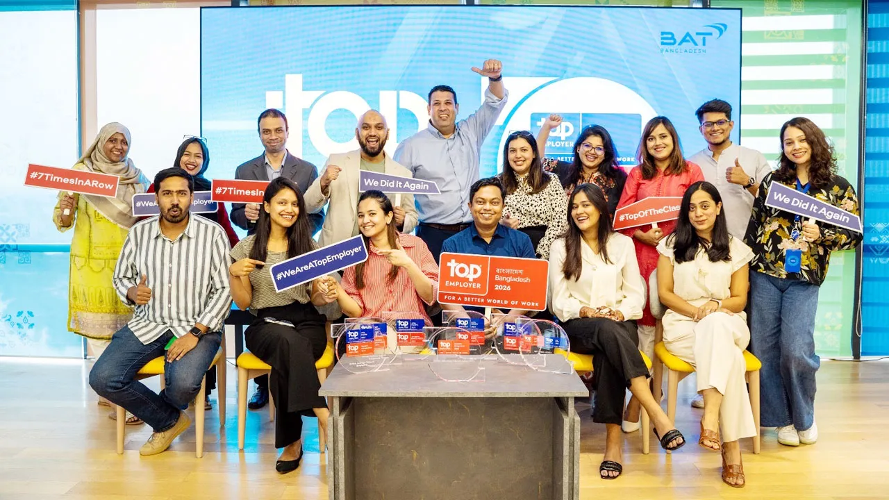 সপ্তমবারের মতো ‘টপ এমপ্লয়ার’ স্বীকৃতি পেল বিএটি বাংলাদেশ