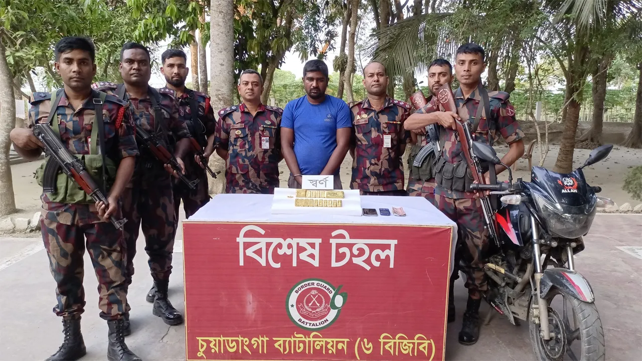 চুয়াডাঙ্গা সীমান্তে ১৬টি স্বর্ণের বারসহ আটক ১
