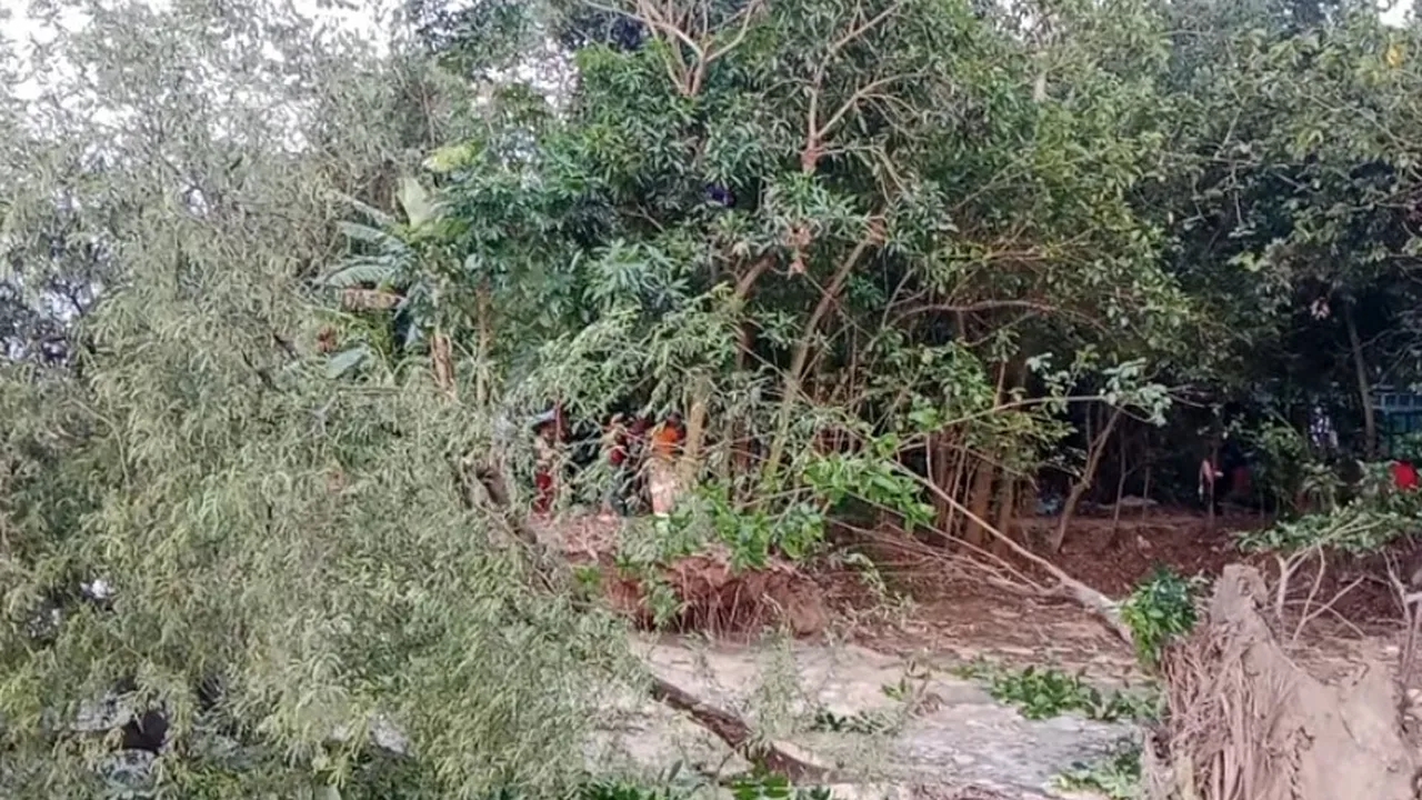 সন্ধ্যা নদীর ভাঙনে বিলীন হচ্ছে বসতঘর, ঝুঁকিতে শতাধিক পরিবার