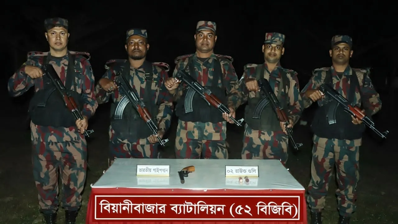বড়লেখা সীমান্তে ভারতীয় অস্ত্র ও গুলি উদ্ধার