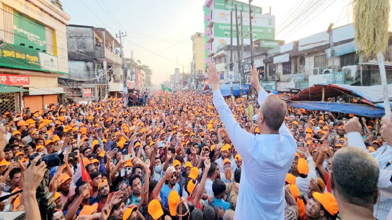 ছাতকে বিএনপি নেতা মিজান চৌধুরীর শোডাউন
