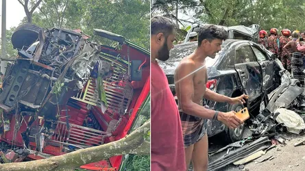 গোপালগঞ্জে বাস-মাইক্রোবাস-প্রাইভেটকার সংঘর্ষে চালক নিহত, আহত ৫০