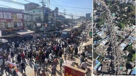 চট্টগ্রাম-কক্সবাজার মহাসড়ক ৬ লেনের দাবিতে মহাসড়ক ব্লকেড