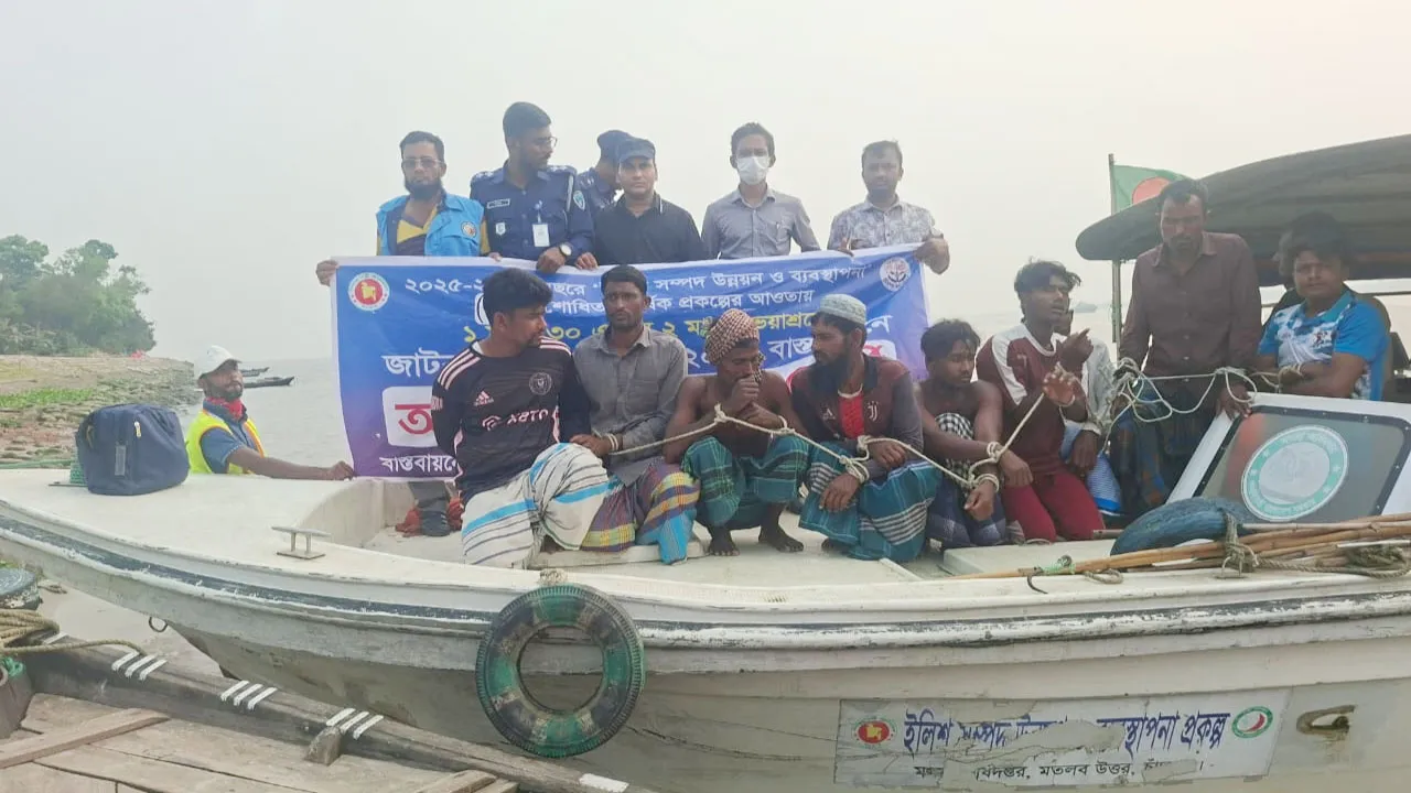 মতলব উত্তরে জাটকা অভিযানে ১৪ জেলে আটক, ৭ দিনের কারাদণ্ড