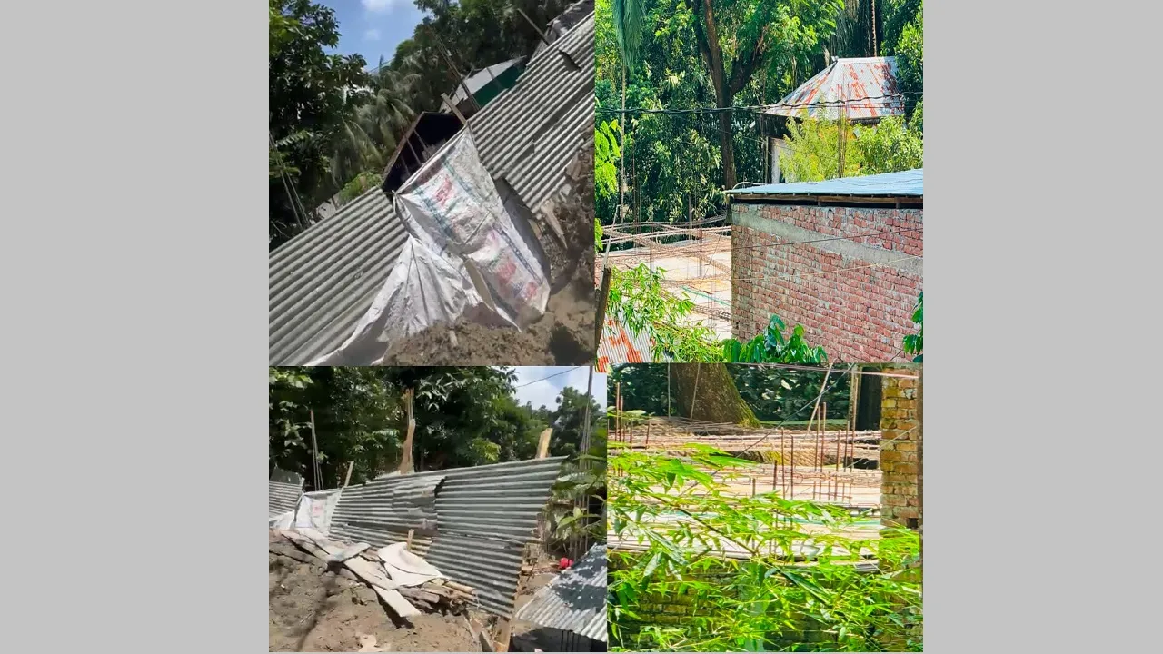 চরফ্যাশনে বেড়িবাঁধ কেটে চলছে বহুতল ভবন নির্মাণ