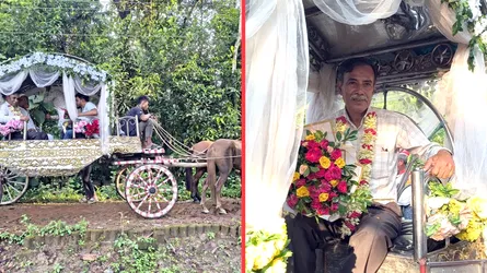 ৩৭ বছরের শিক্ষকতা শেষে ঘোড়ার গাড়িতে রাজকীয় বিদায়