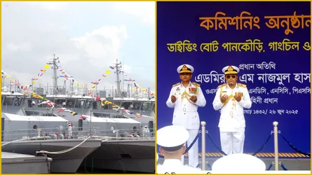 খুলনায় তিনটি ডাইভিং বোট কমিশনিং করলেন নৌবাহিনী প্রধান