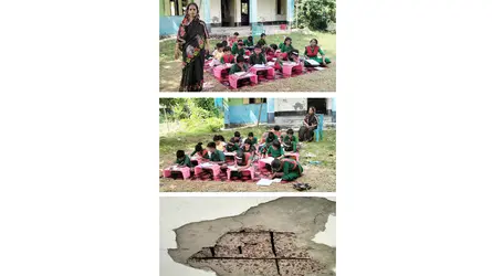 ঝুঁকিপূর্ণ ভবন, মাঠে শিক্ষক-শিক্ষার্থীরা