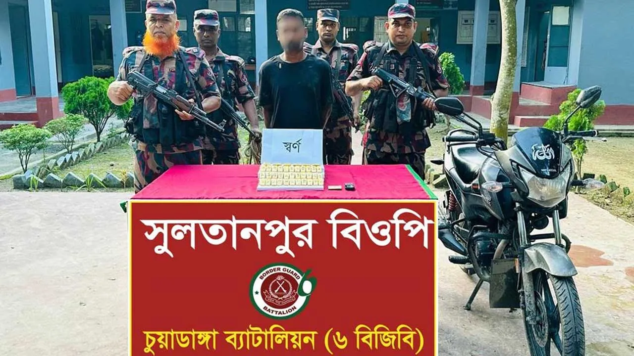 চুয়াডাঙ্গায় ৩৯টি স্বর্ণের বারসহ পাচারকারী আটক