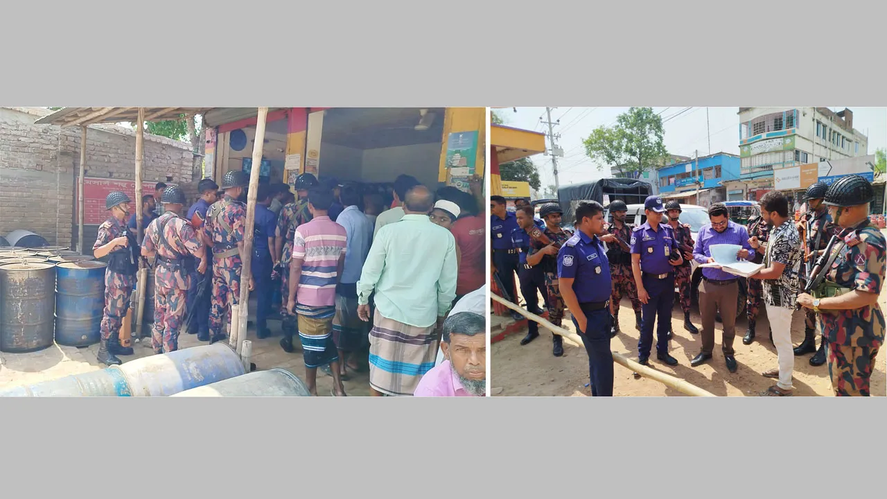 চুয়াডাঙ্গার বিভিন্ন স্থানে তেল পাচার রোধে বিজিবির যৌথ অভিযান
