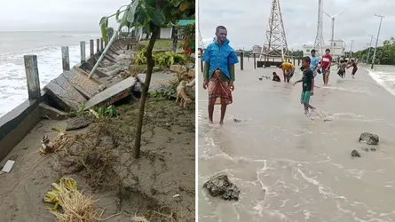 কুতুবদিয়ার মহেশখালীতে লোকালয়ে জোয়ারের পানি