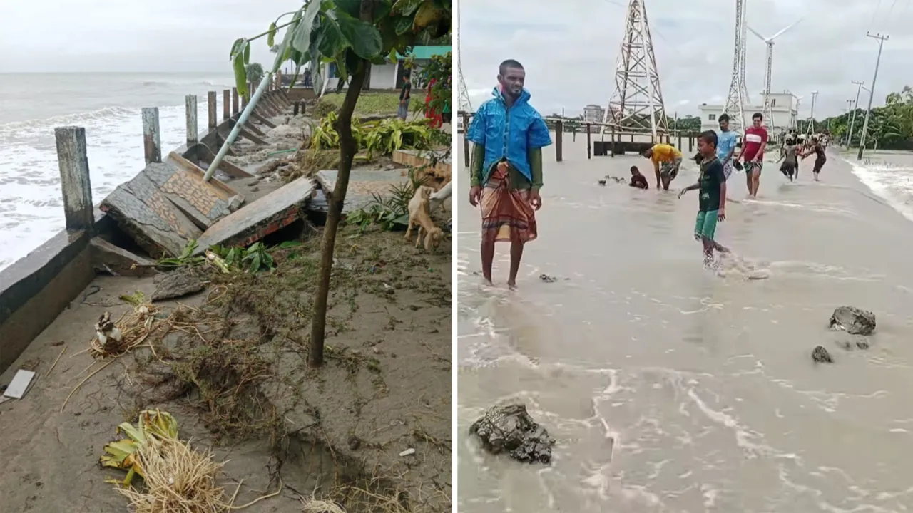 কুতুবদিয়ার মহেশখালীতে লোকালয়ে জোয়ারের পানি