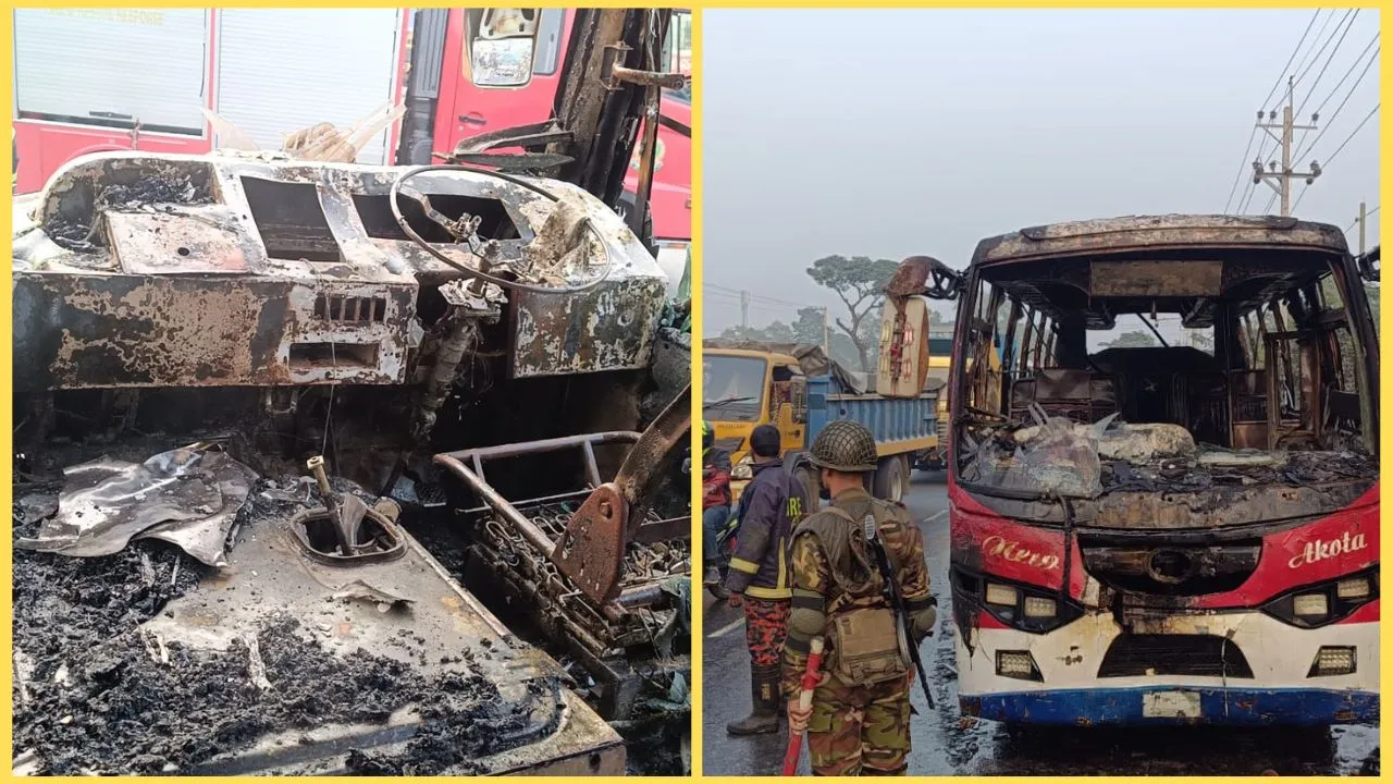 কুমিল্লায় বাস চাপায় পথচারী নিহত, ক্ষুব্ধ জনতার বাসে আগুন
